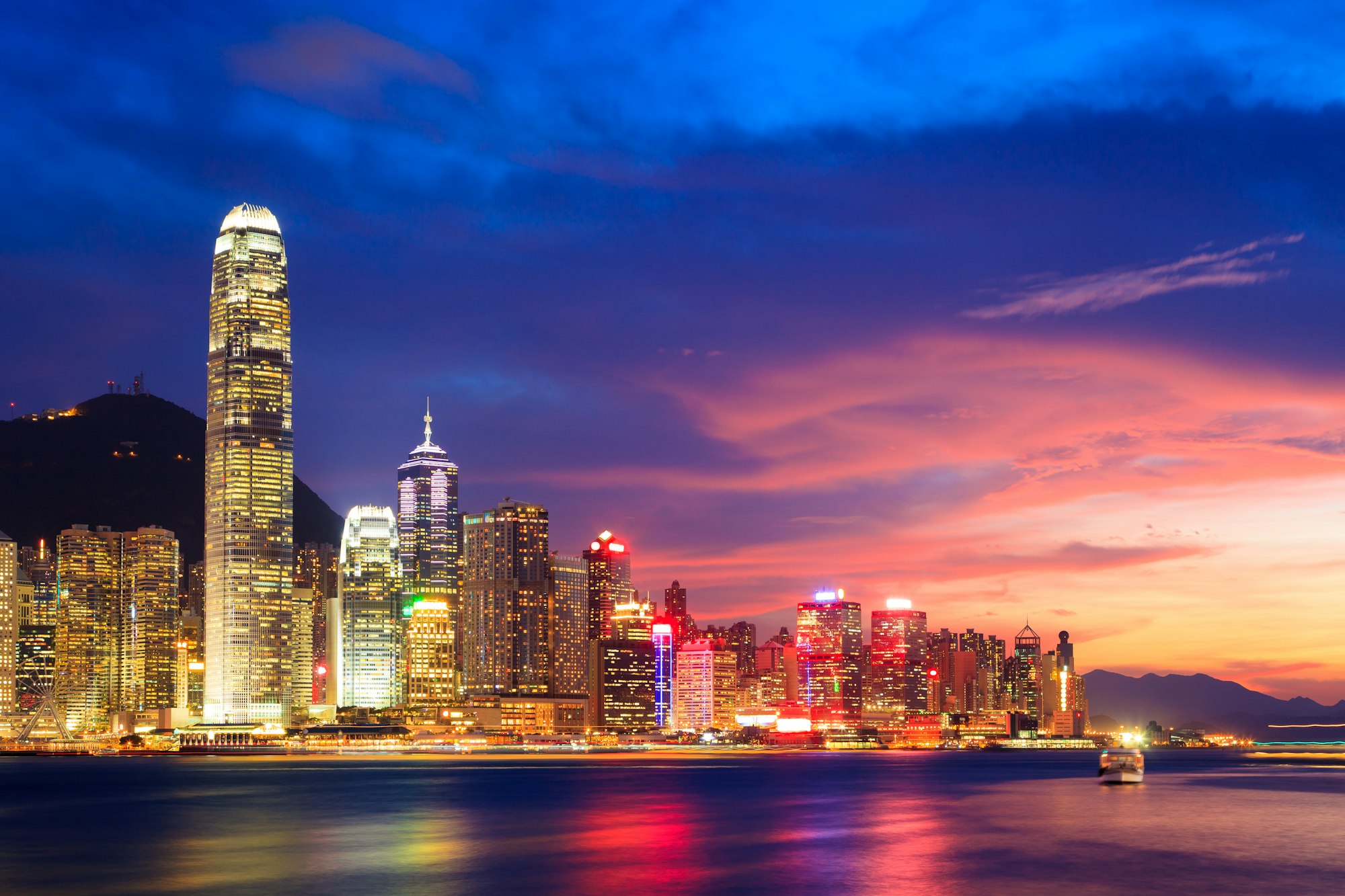 Hong Kong skyline at night, China